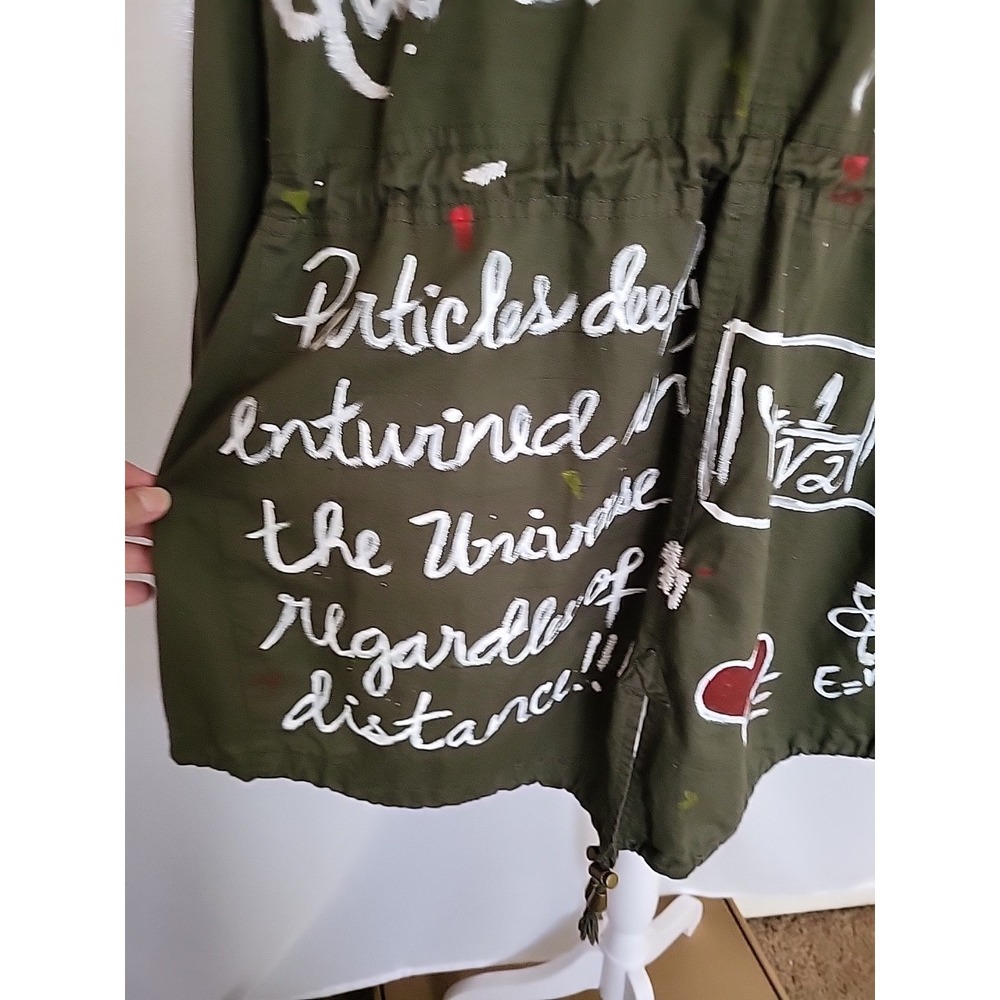 Brave Soul Hooded Utility Jacket Women's 12 Khaki Physics Theme Wearable Art - Picture 7 of 13
